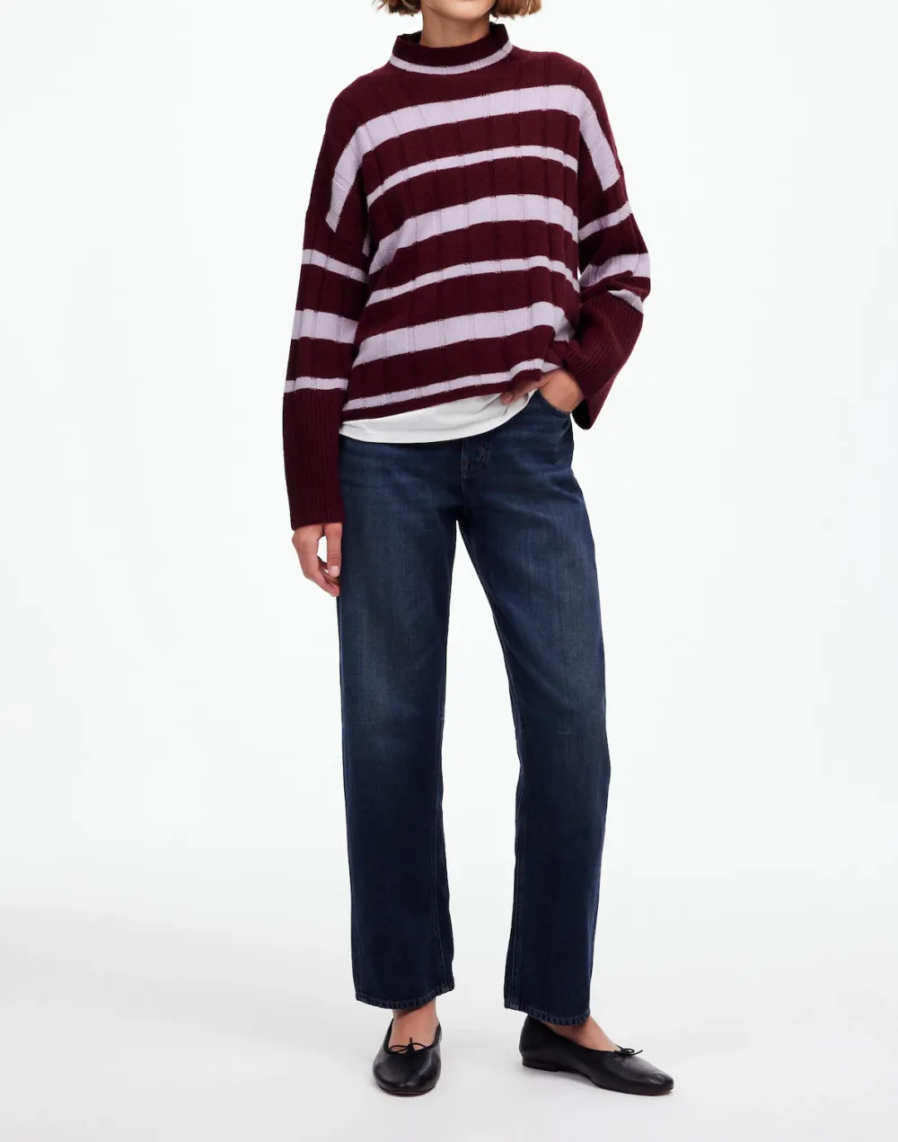 Ribbed Cashmere-Wool Blend Pullover Sweaters