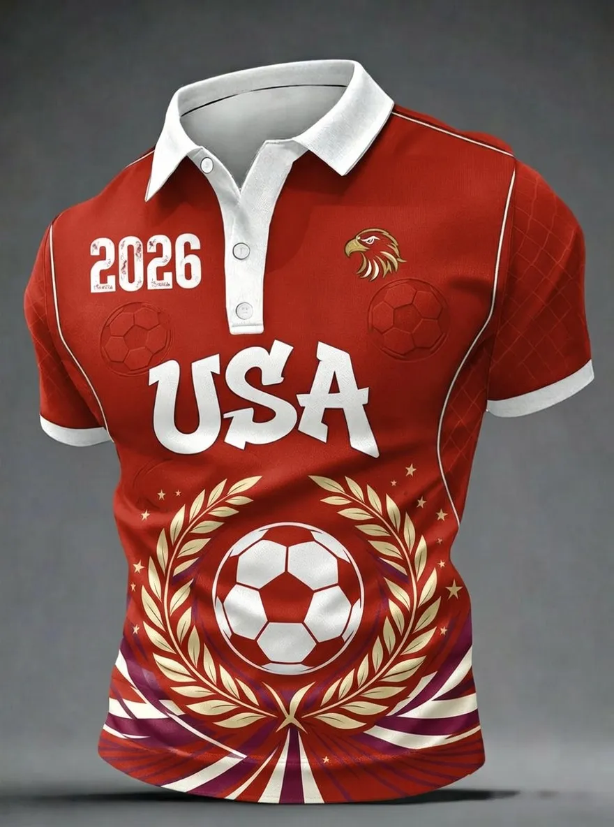 Men's USA 2026 Soccer Print Polo Shirt
