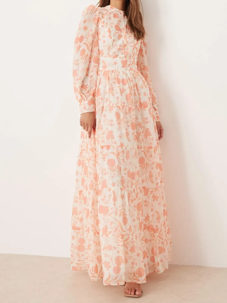 Tiered Floral Long Sleeve Maxi Dress