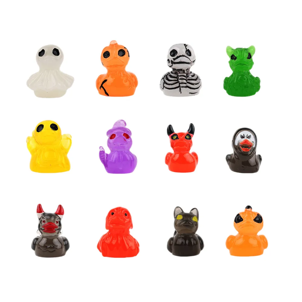 Random Mini Devil Ghost Skull Resin Ducks Cute Spooky Desktop Decor