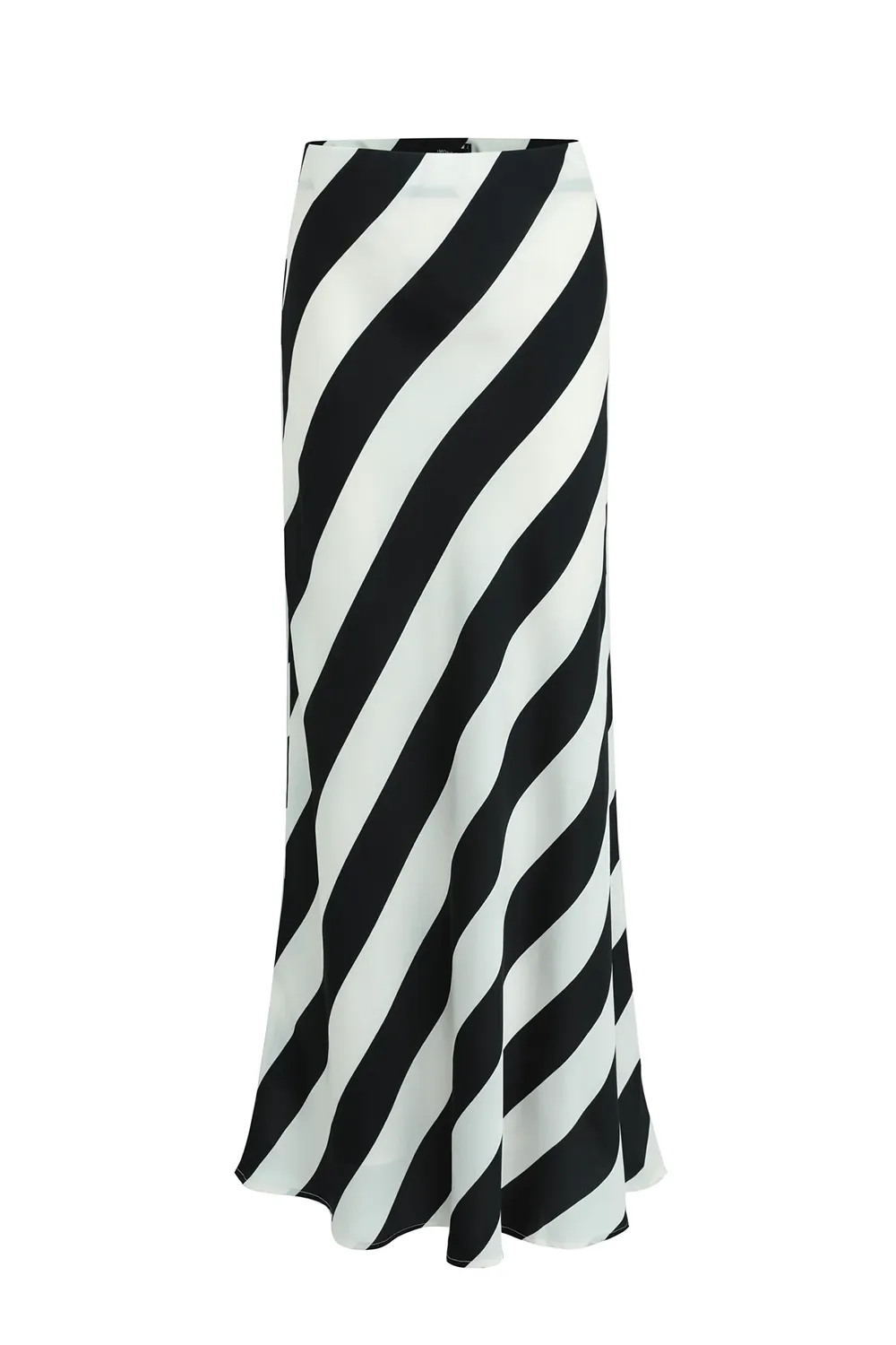 Black White Stripe Bias Cut Skirt