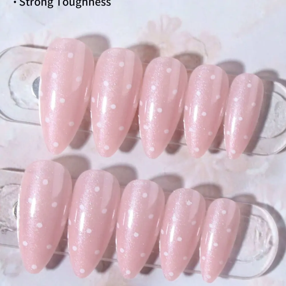Nailhour 24Pcs Medium Almond Dot Glitter Press On Nails