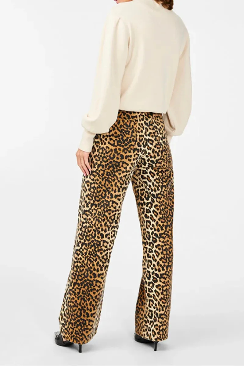 Leopard Print Wide Leg Jeans