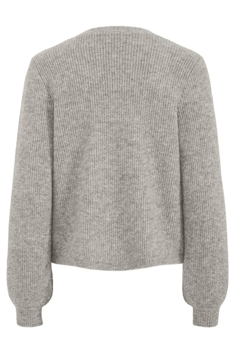 Grey Tie Front V-Neck Knit Cardigans