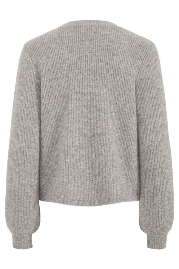 Grey Tie Front V-Neck Knit Cardigans