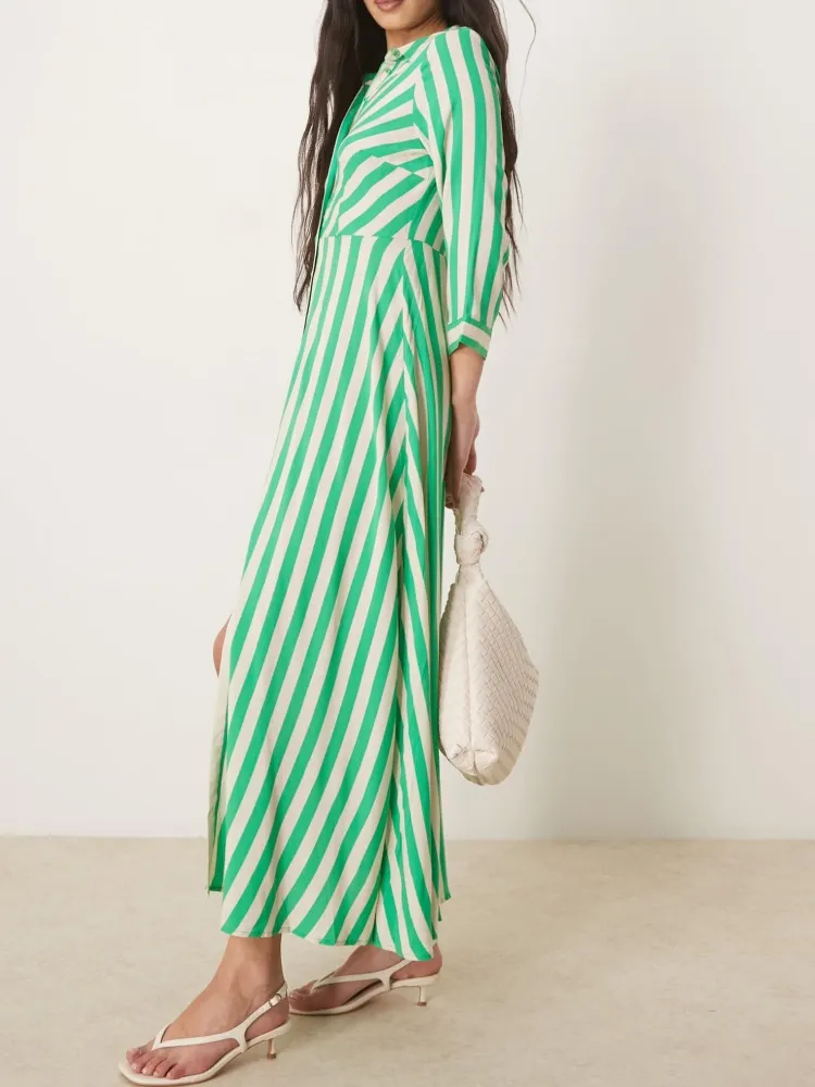 Striped Maxi Shirt Dress