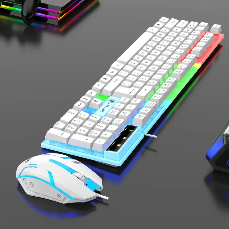 White Key Ergonomic Gaming Keyboard & Mouse Combo