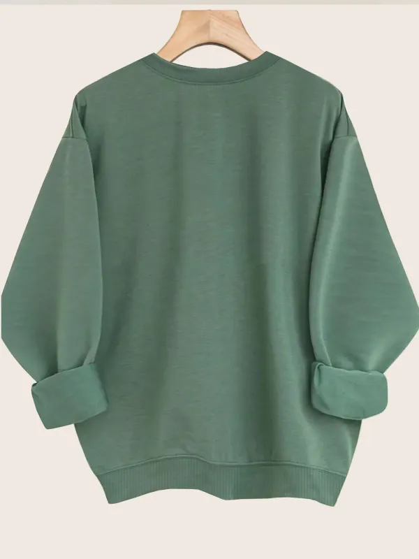 Letter Crew Neck Casual Print Long Sleeve Women Sweatshirt