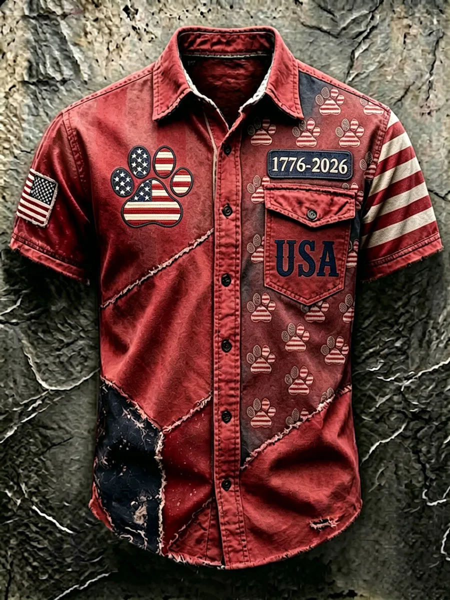 Men'S 250Th Anniversary National Paw Prints Print  Shirt
