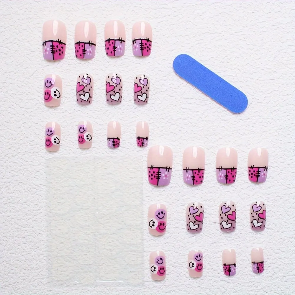Nailhour 24Pcs Halloween Medium Square Sweet Designs Press On Nails