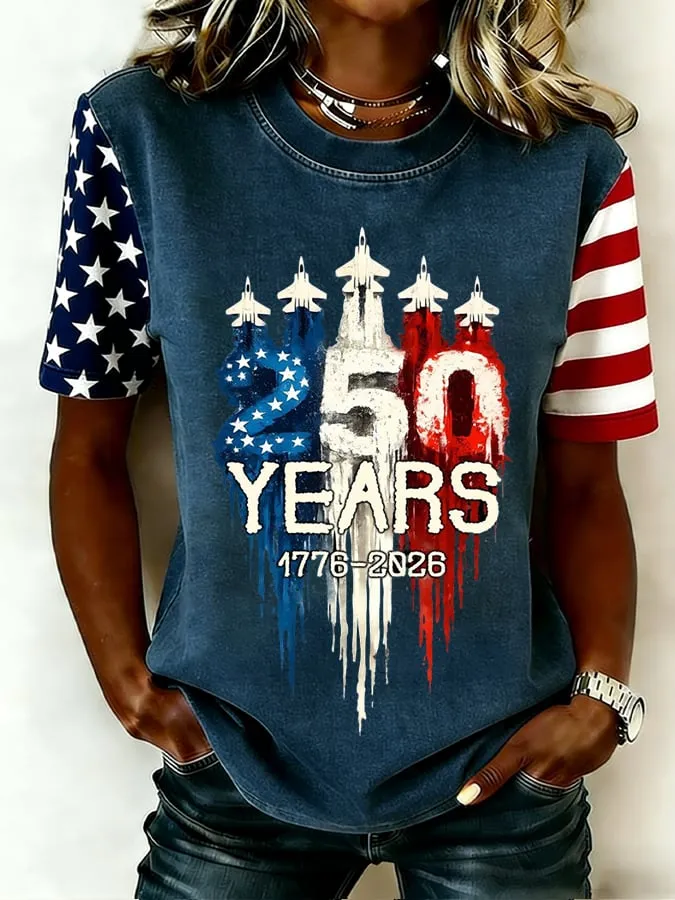 Women's 250th Anniversary of the United States Print Casual T-shirt