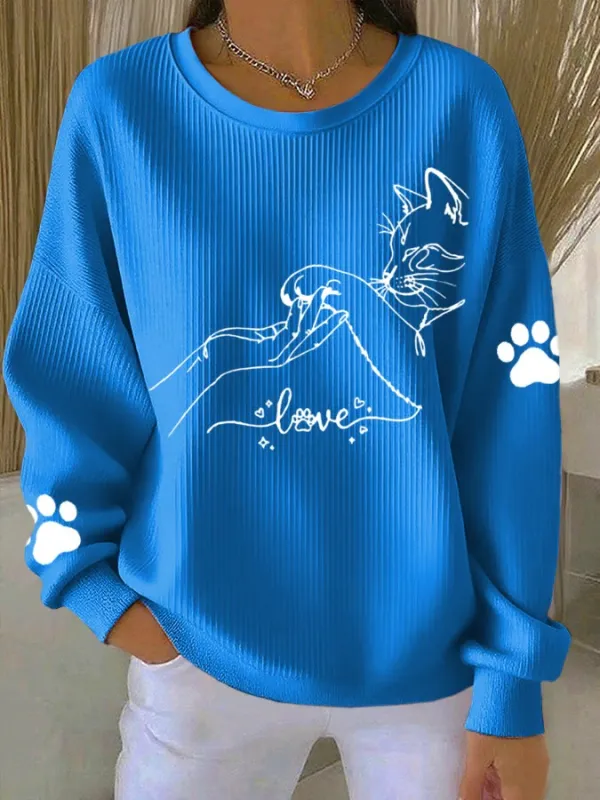 Women'S Sweatshirt With Cute Cat Print