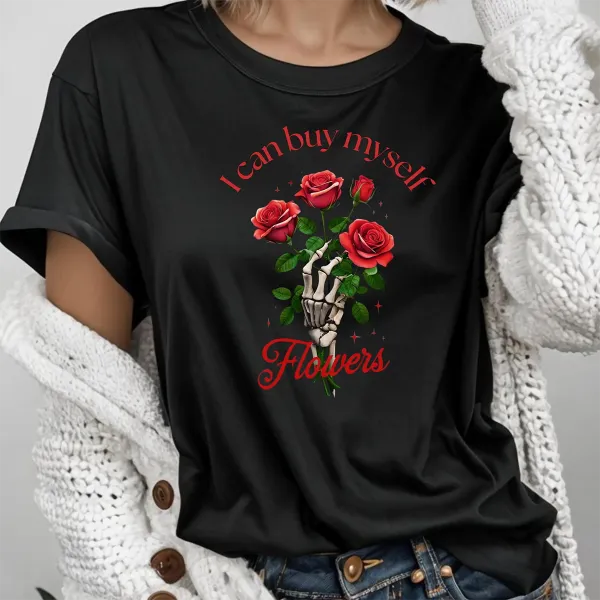 Rose Printed Round Neck T-Shirts