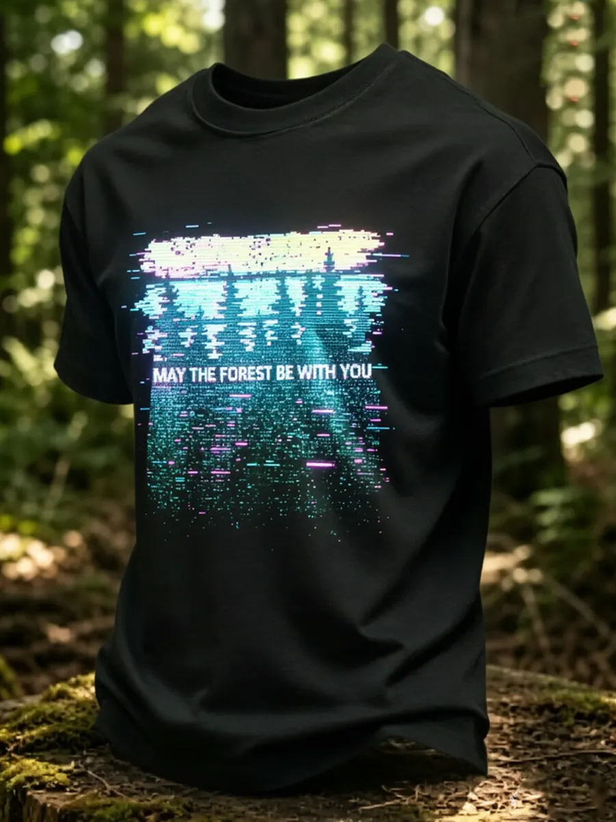 Men's May The Forest Be With You Printed Casual T-Shirt