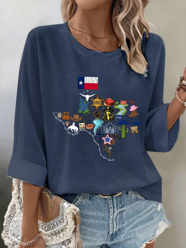 Women'S Texas Strong Simple Loose Breathable Round Neck T-Shirt