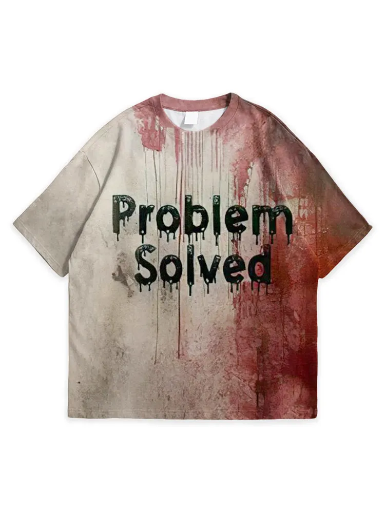 Men'S Halloween PROBLEM SOLVED Casual Round Neck Top Tshirt