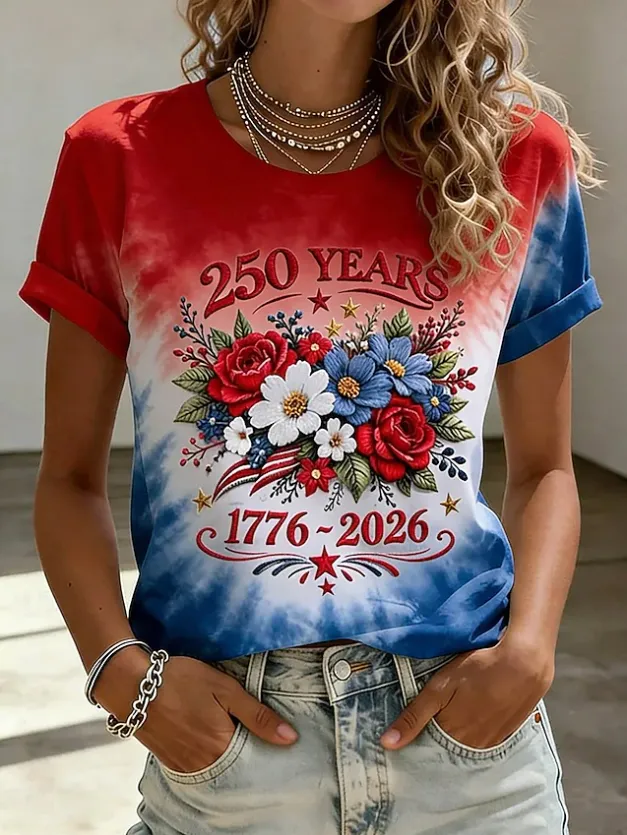 Women'S God Bless Usa Printed Casual T-Shirt