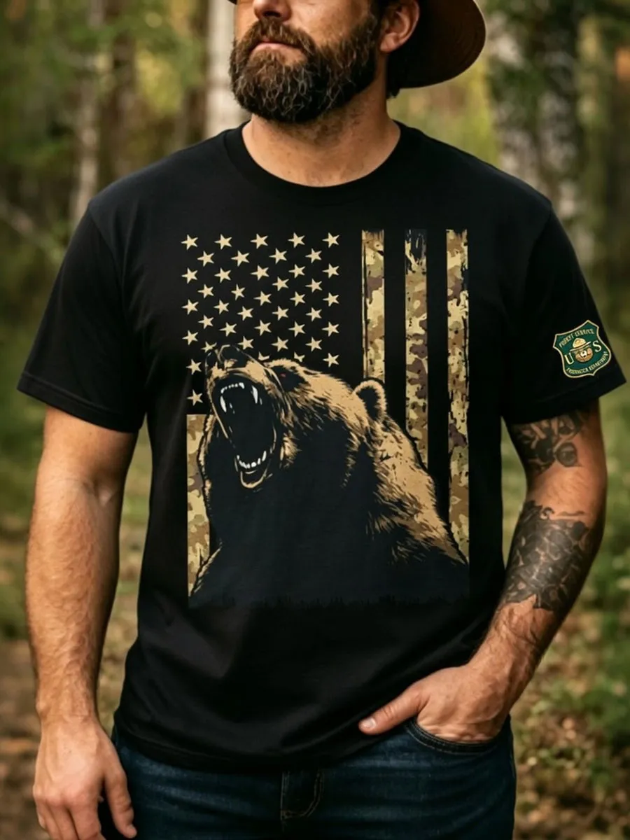 Men's National Park Print Casual T-Shirt-1