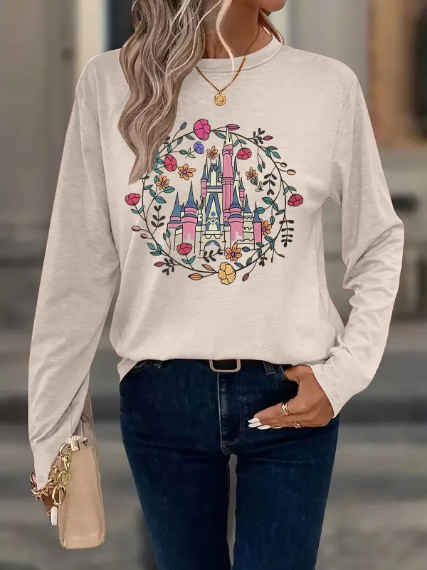 Castle Print Long Sleeve T-shirt