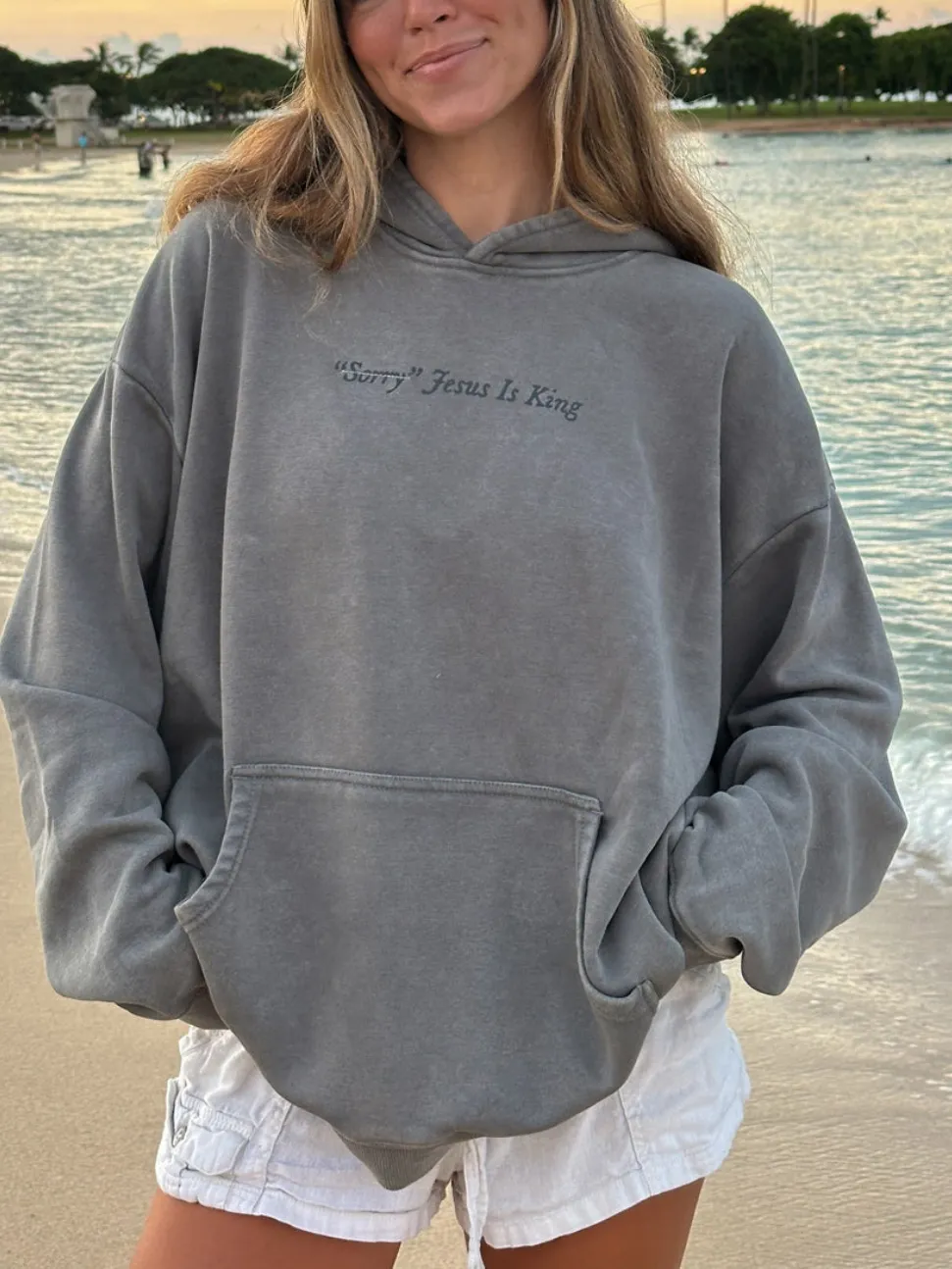 Women's Casual Embroidered Slogan Hooded Long-Sleeve Sweatshirt