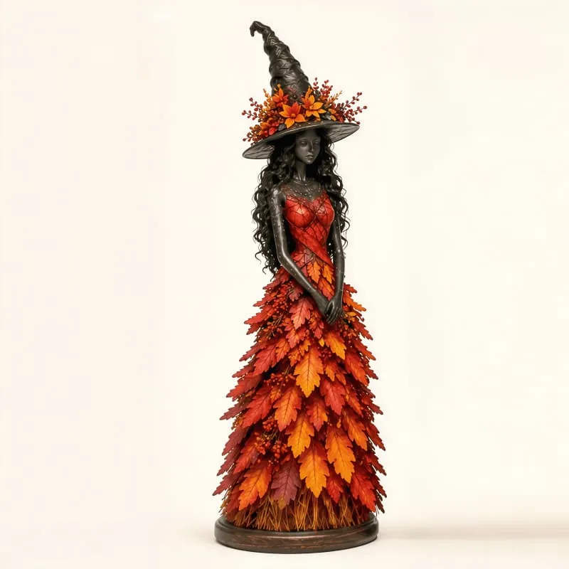 Halloween Enchanted Autumn Witch Figurine Resin Ornaments（7*7*20CM)