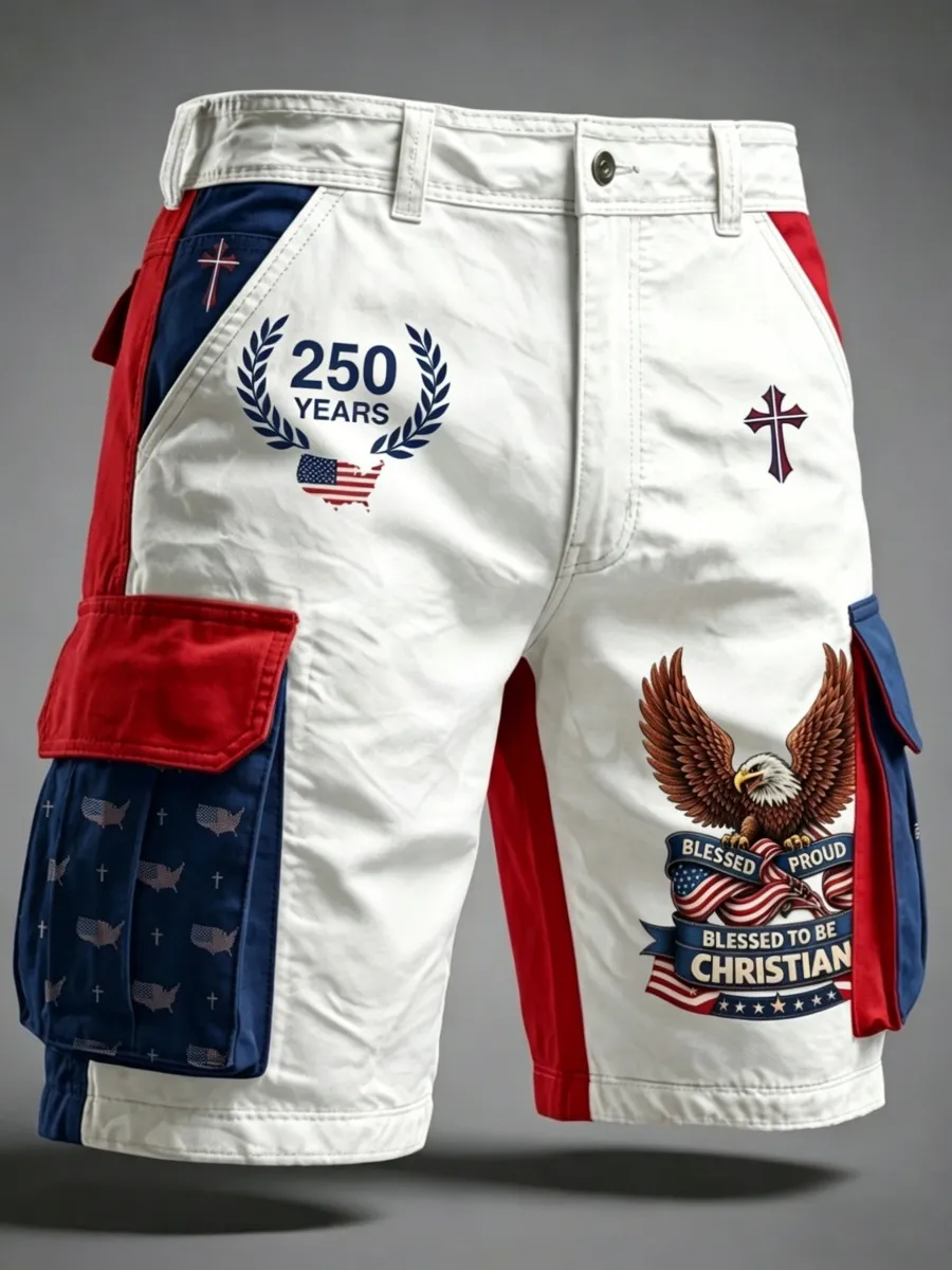 250th Anniversary Faith Art Color-Block Print Men's Shorts