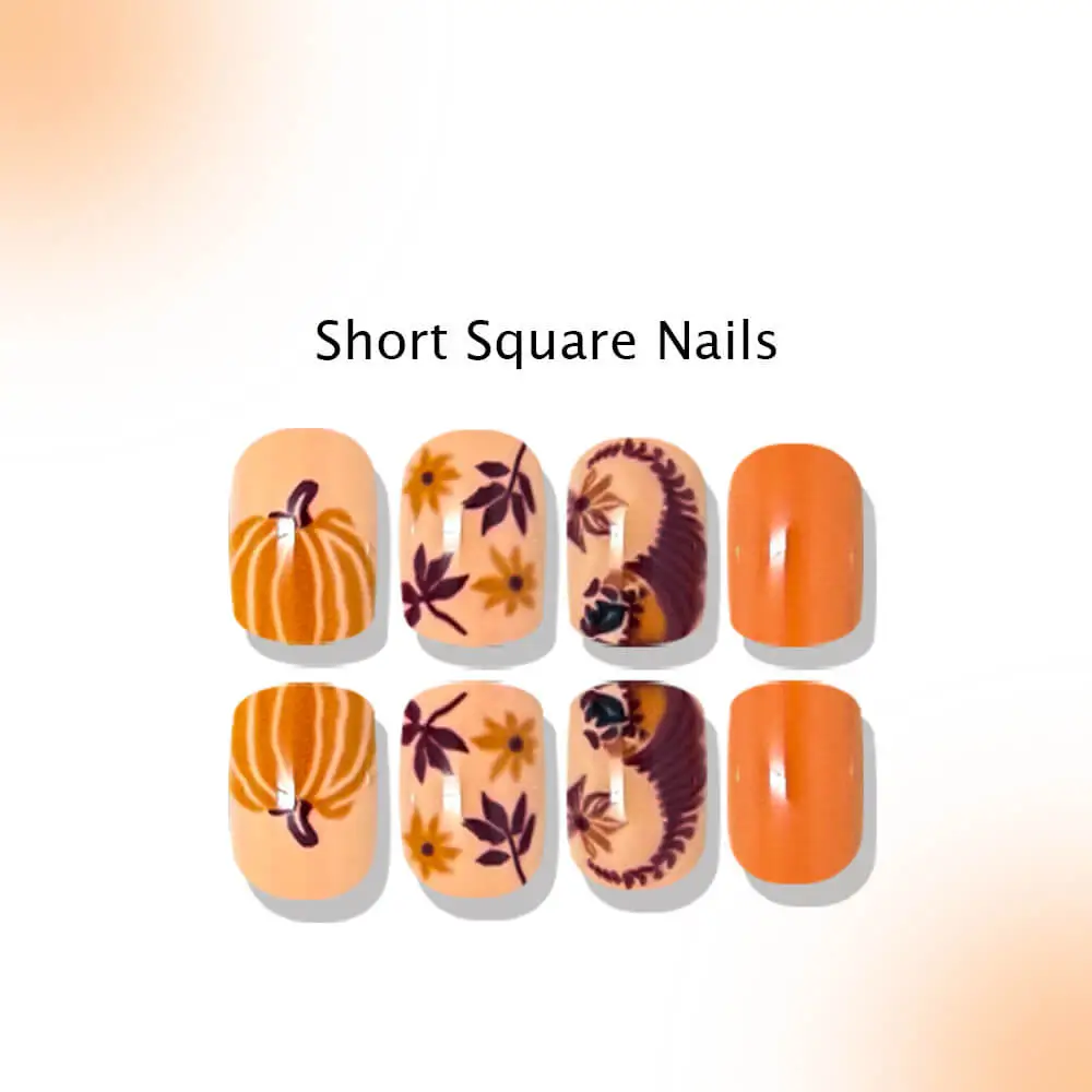 Nailhour 24Pcs Autumn Daily Short Squoval Press On Nails