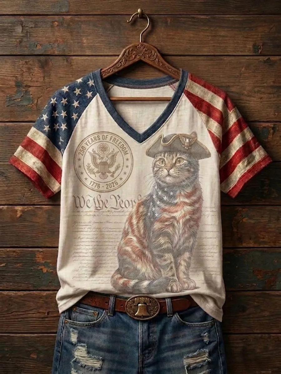 Women'S Vintage American  250Th Anniversary Short-Sleeved T-Shirt