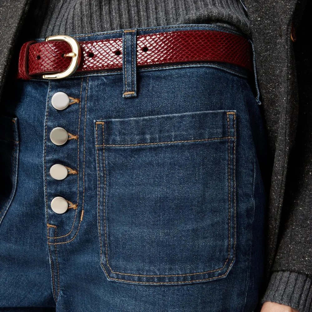 Button-Fly Wide Leg Jeans