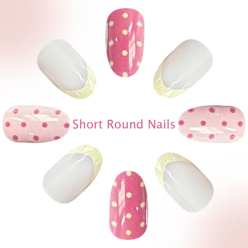 Nailhour 24Pcs Vintage French Short Oval Press On Nails