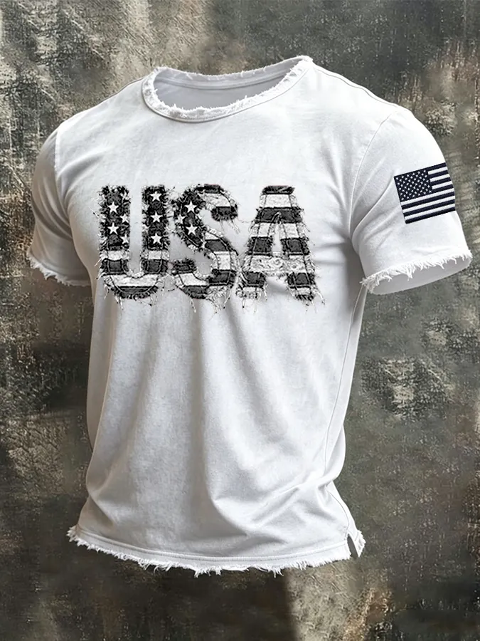 Men'S America Flag Printed Casual T-Shirt