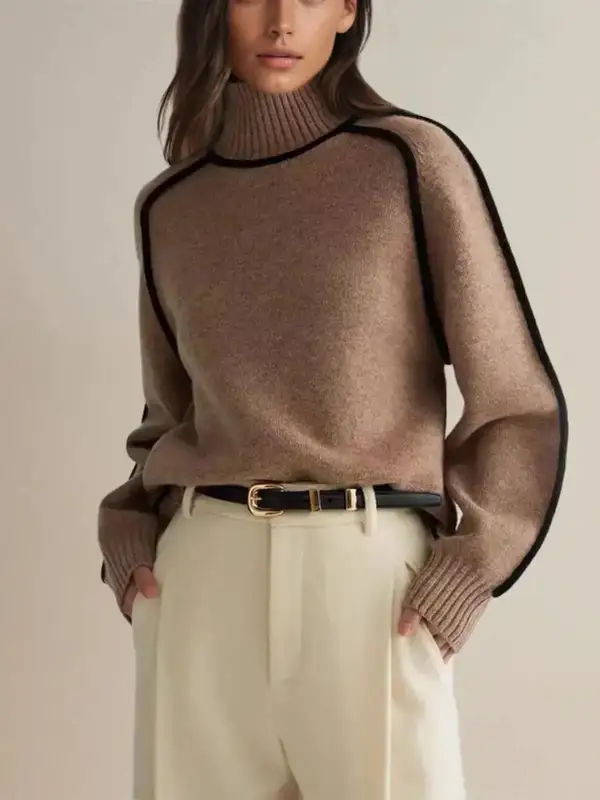 Oversized Turtleneck Knit Sweater