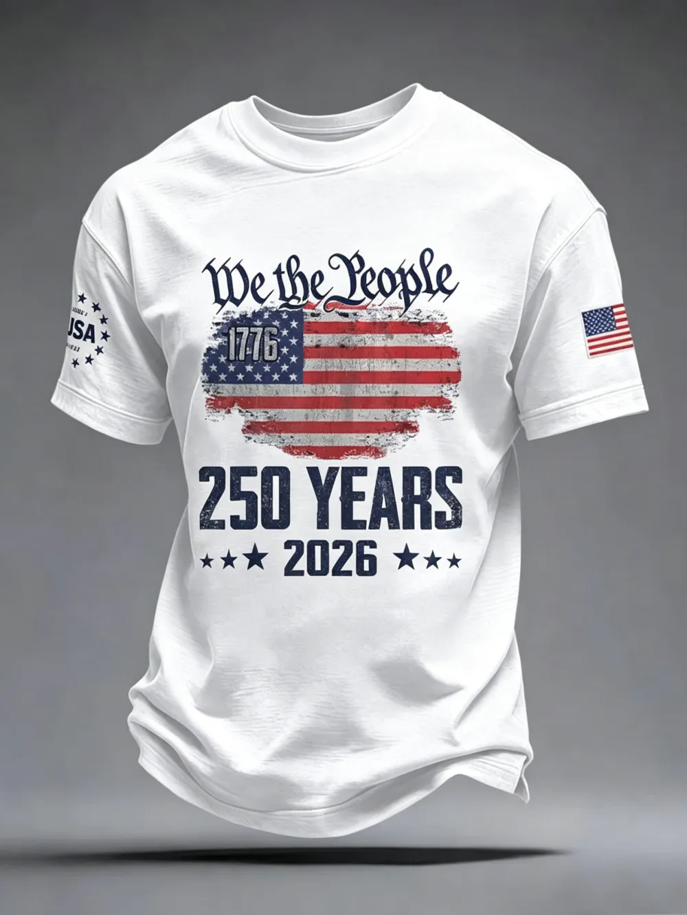 Men'S Casual American 1776-2026 Anniversary Celebration Commemorative Printed Short Sleeved T-Shirt