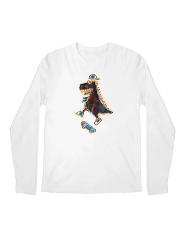 Skateboarding Dinosaur Long Sleeve T-Shirt