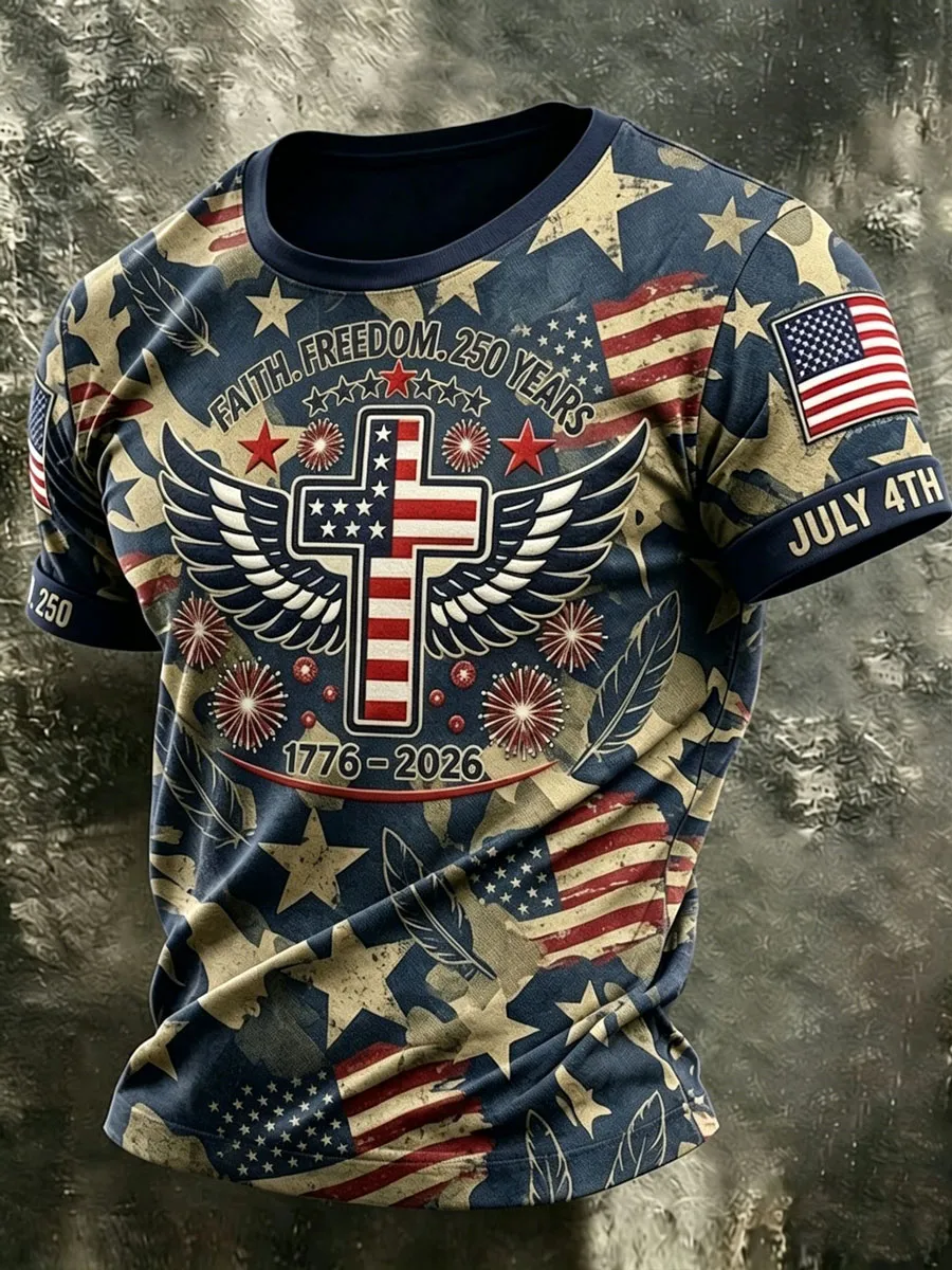 Men's Retro American 250th Anniversary Short-Sleeved T-Shirt