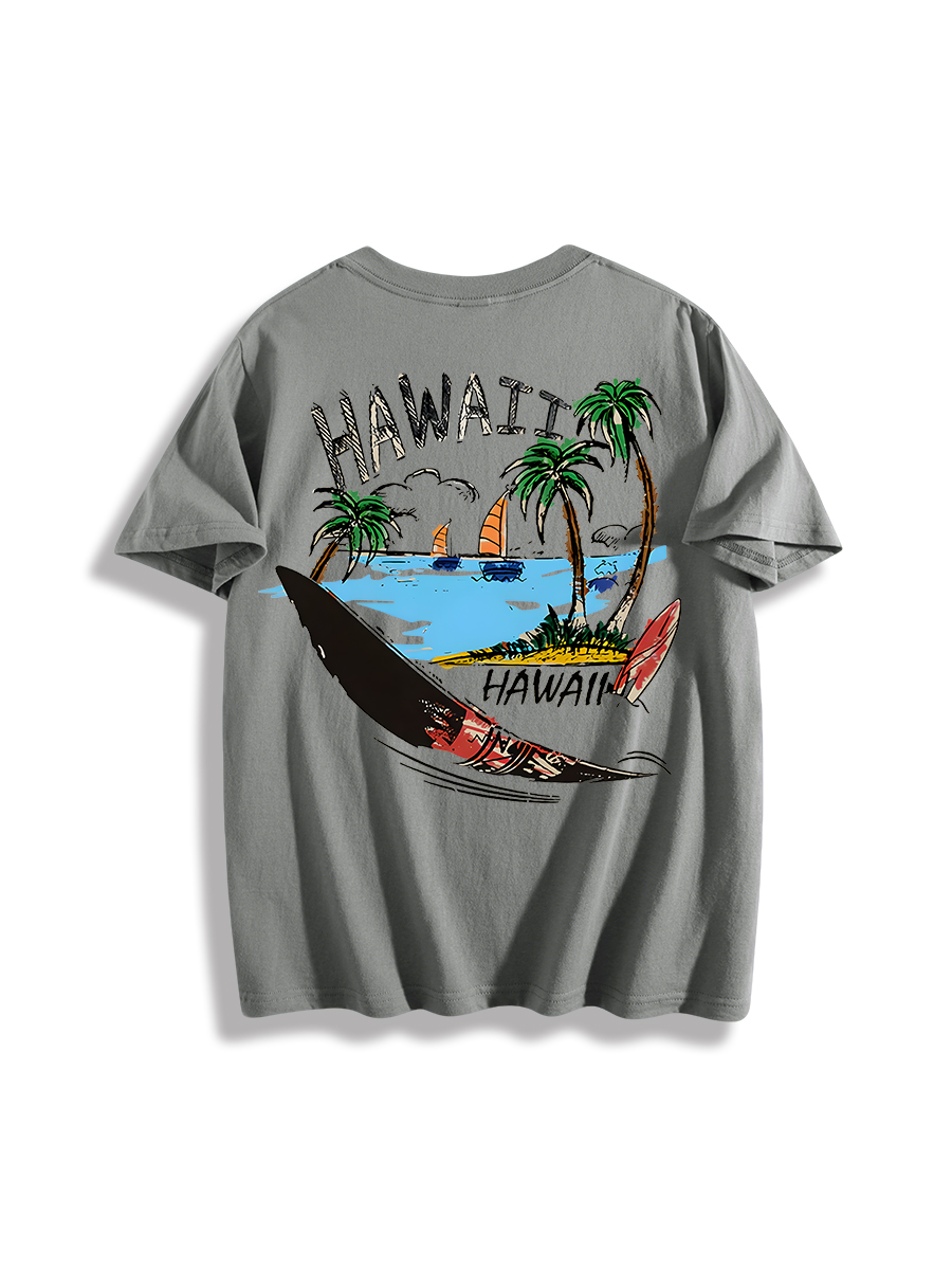 Hawaii Surf Scene Graphic T-Shirt