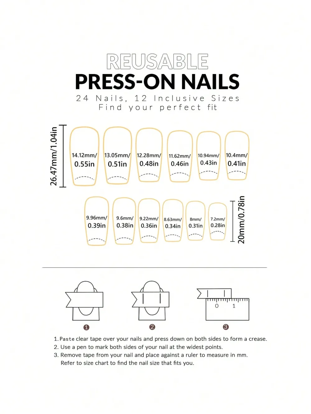 Nailhour Black Square 24Pcs Y2K French Gothic Cross Design Press-On Nails