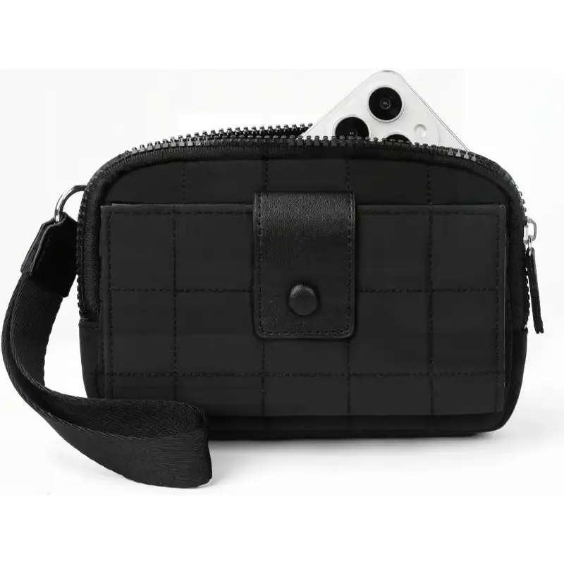 Black Women'S Quilted Phone Organizer Purse