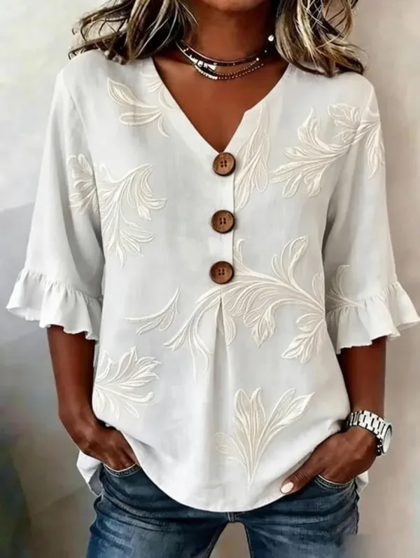 Women'S Floral Art Printed Casual Top