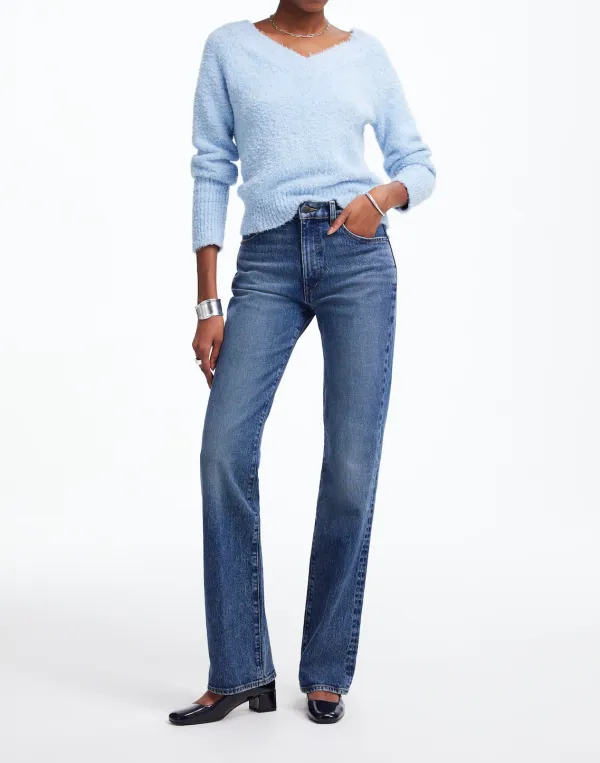 Blue Double V-Neck Sweaters