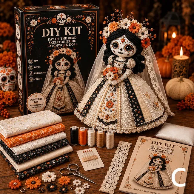 Día de los Muertos Patchwork Doll Crafting Kit🦋