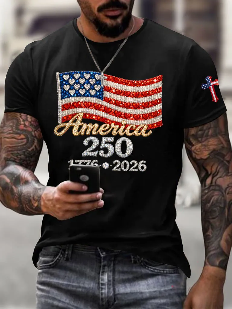 Men'S America Flag Printed Casual T-Shirt
