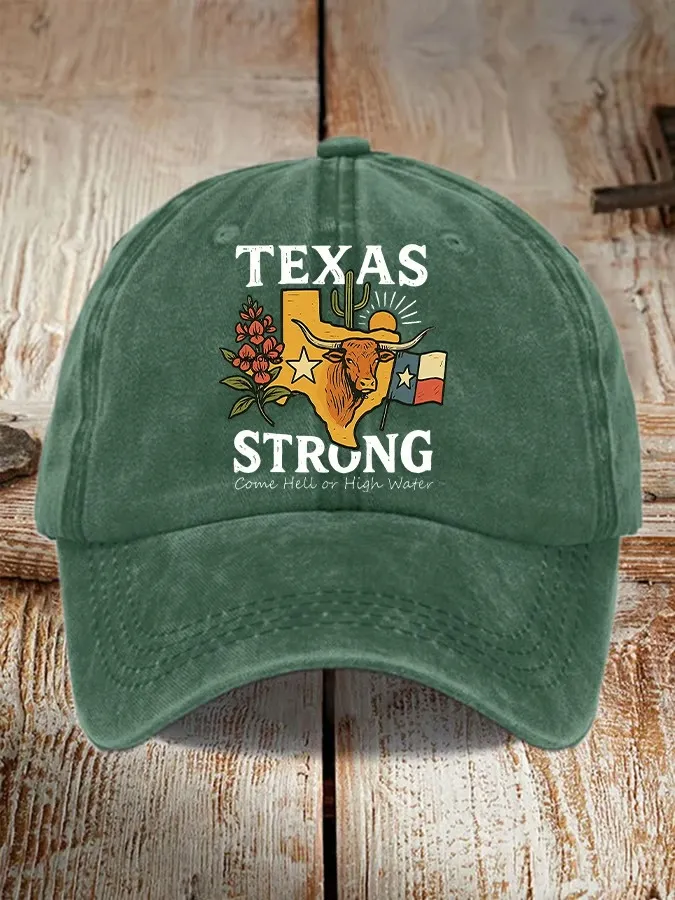 Unisex Retro Texas Strong Come Hell Or High Water Print Hat