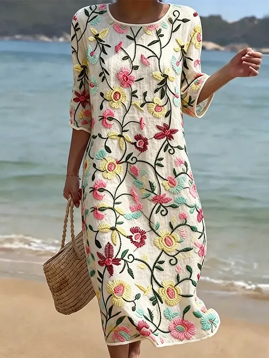 Women's Casual Cotton Linen Dress