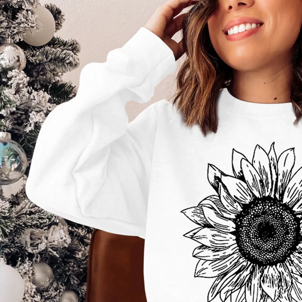 Sunflower Patterned Casual Sweatshirts