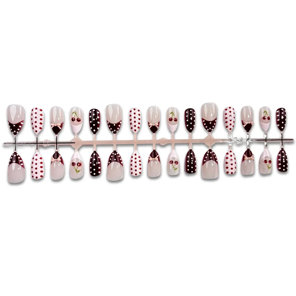 Nailhour 30Pcs French Pink 3D  Medium Almond Press On Nails