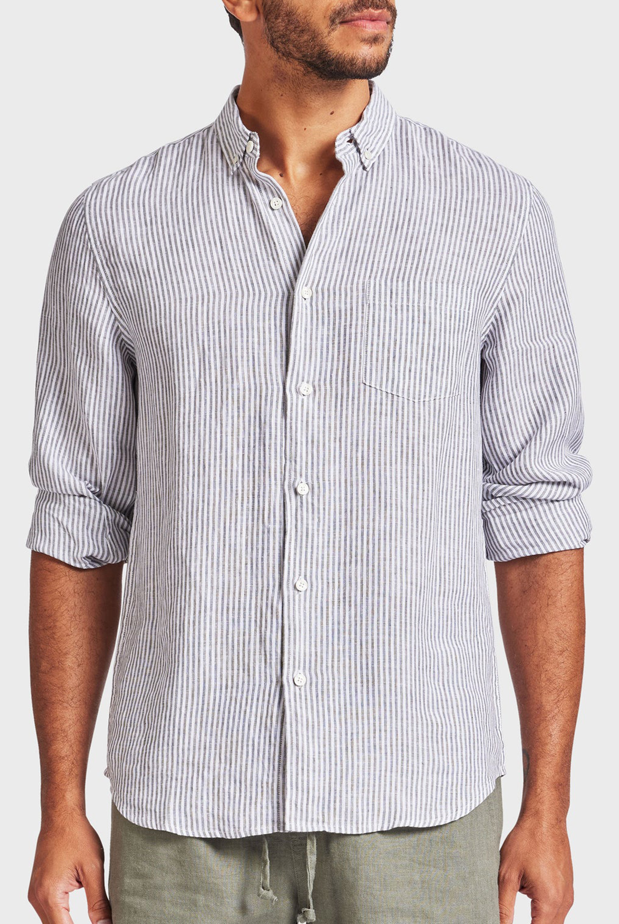 Rory Linen Shirt- Smoke pine