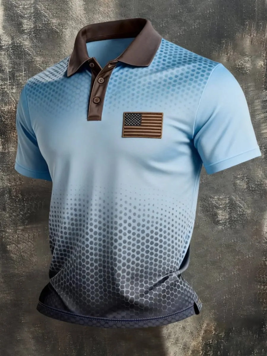 Men's 2026 USA 250th Anniversary Patriotic Printed Polo Shirt