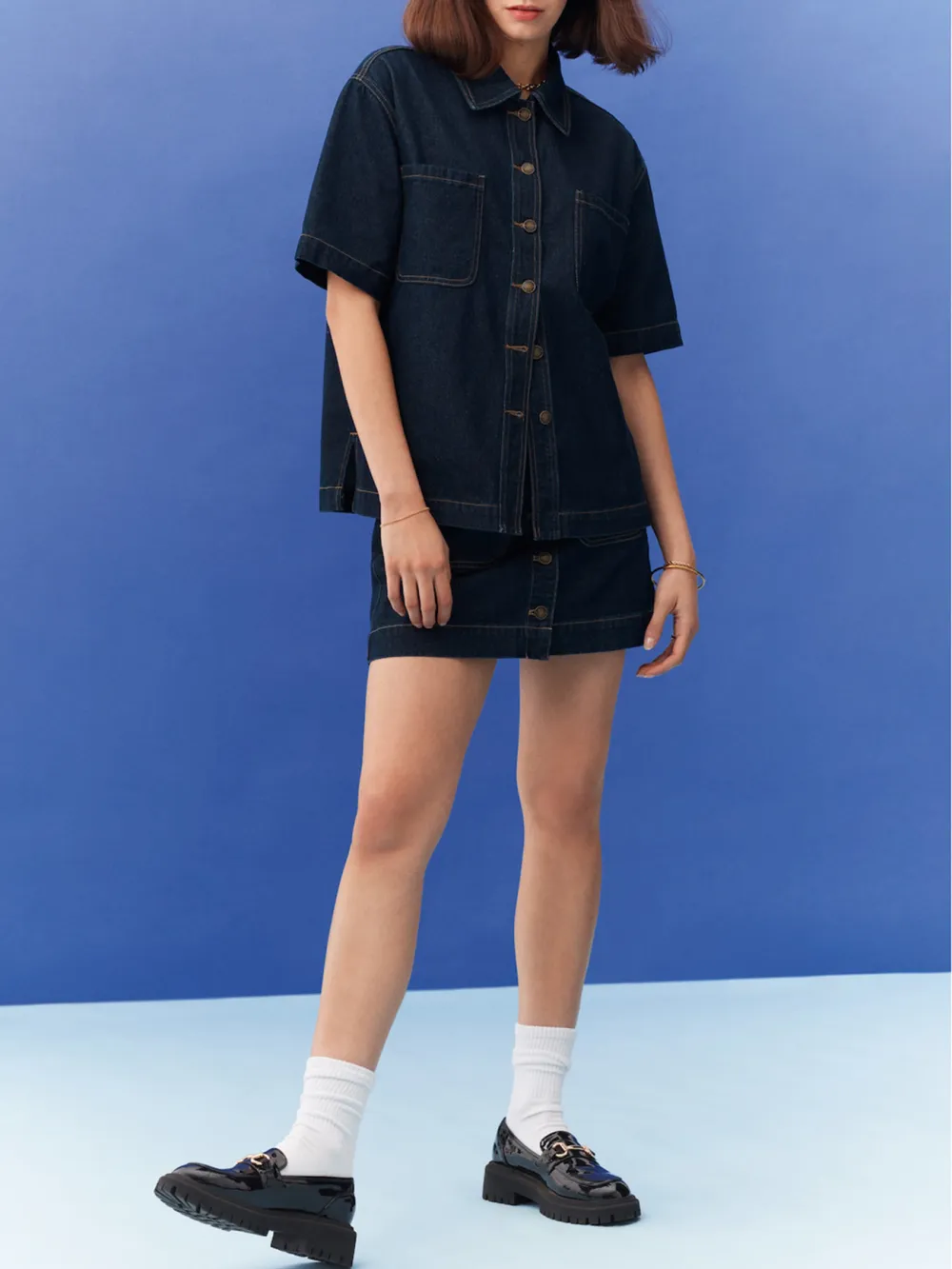 Casual Style Denim Shacket
