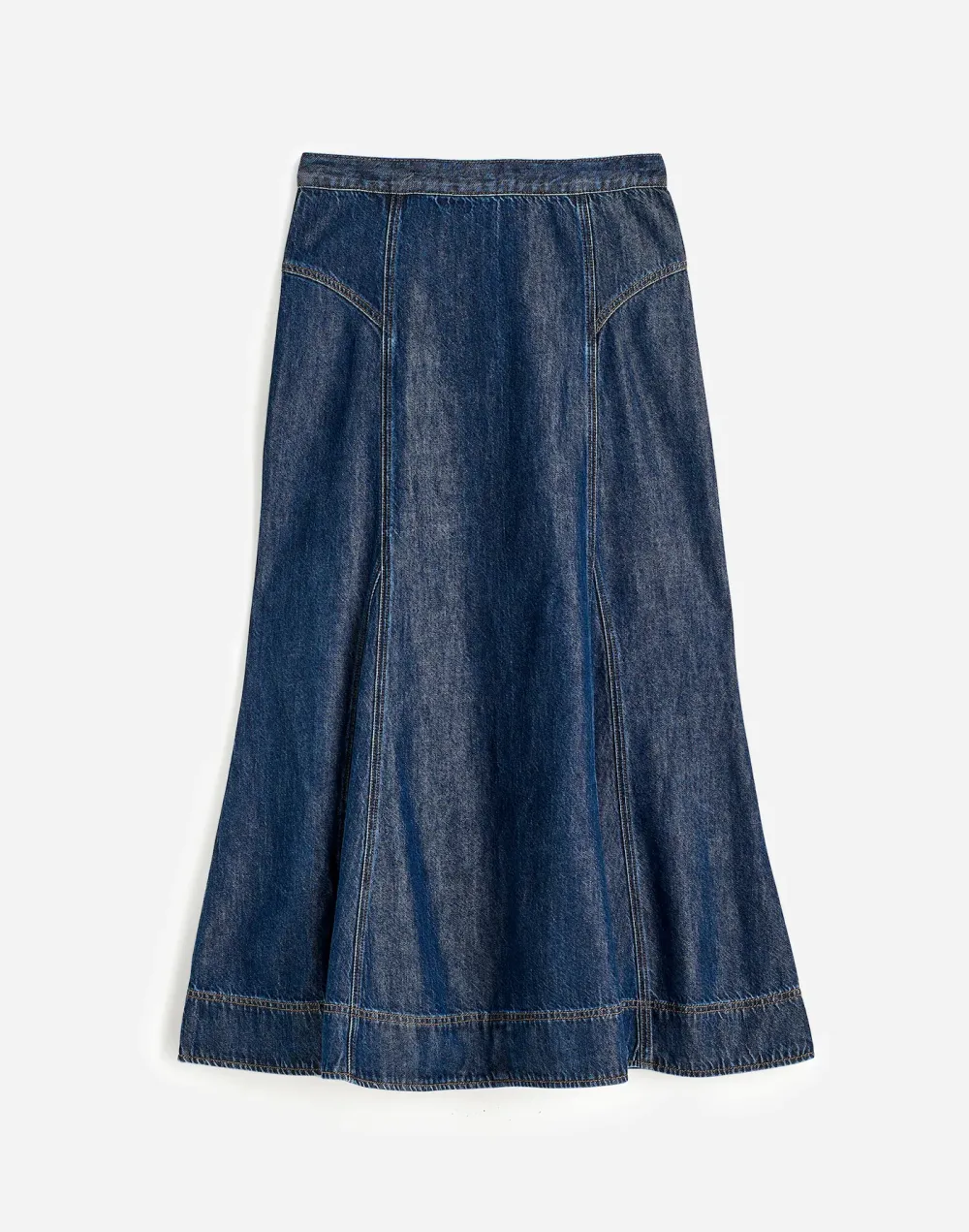 Denim Circle Wash Midi Skirts